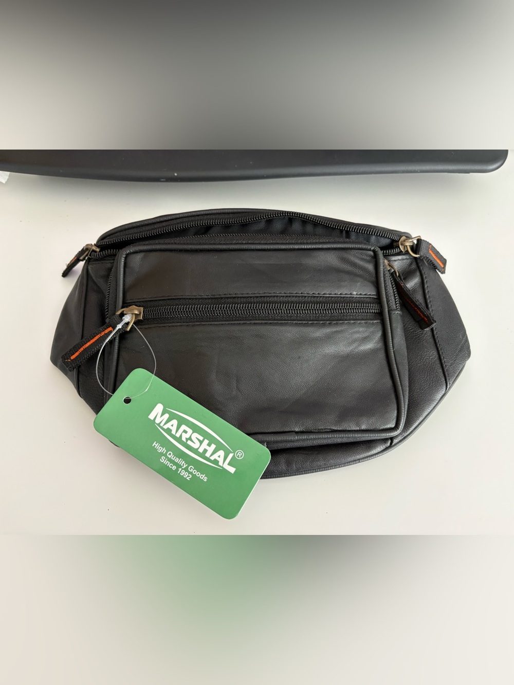Marshall Black Leather Waist Bag